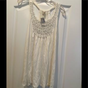NWT Sushiflower white top with silver and pearls